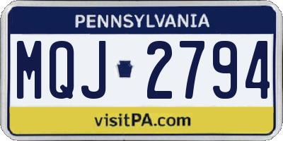 PA license plate MQJ2794