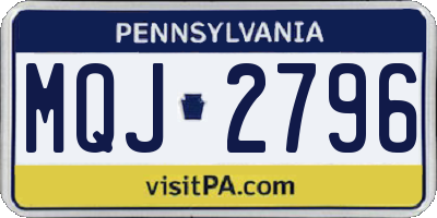PA license plate MQJ2796
