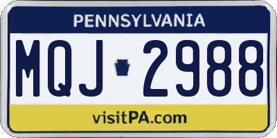 PA license plate MQJ2988