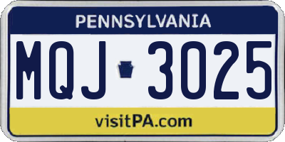 PA license plate MQJ3025