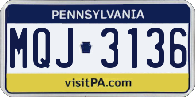 PA license plate MQJ3136
