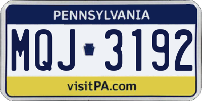 PA license plate MQJ3192
