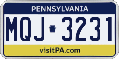 PA license plate MQJ3231