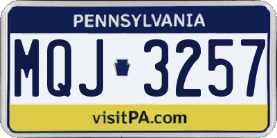 PA license plate MQJ3257