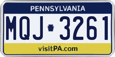 PA license plate MQJ3261