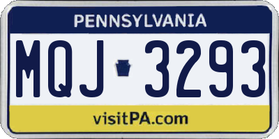 PA license plate MQJ3293
