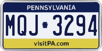 PA license plate MQJ3294