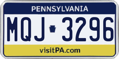 PA license plate MQJ3296