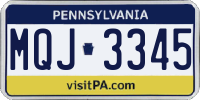 PA license plate MQJ3345
