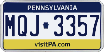 PA license plate MQJ3357