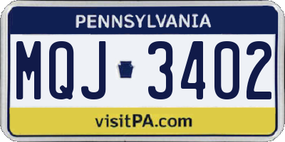 PA license plate MQJ3402