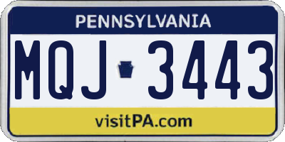 PA license plate MQJ3443