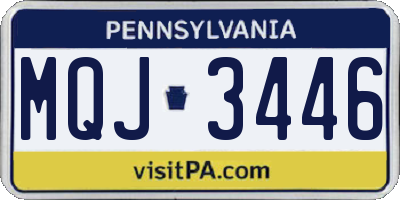 PA license plate MQJ3446