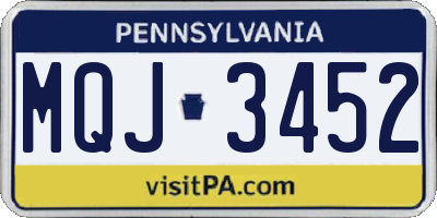 PA license plate MQJ3452