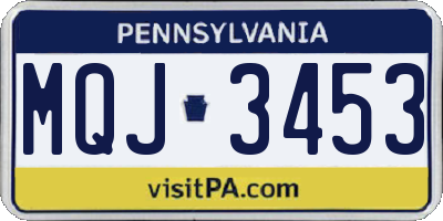 PA license plate MQJ3453