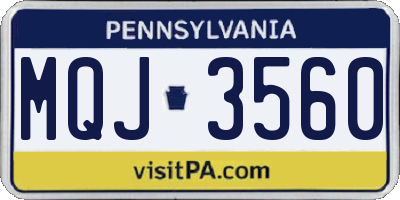 PA license plate MQJ3560
