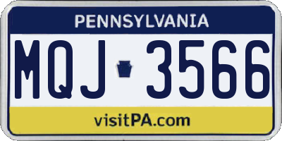 PA license plate MQJ3566
