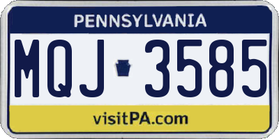 PA license plate MQJ3585