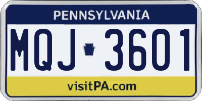 PA license plate MQJ3601