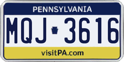 PA license plate MQJ3616