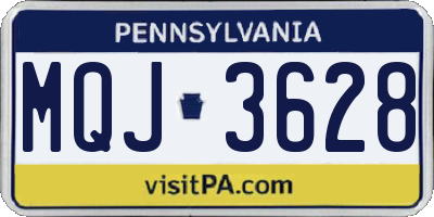 PA license plate MQJ3628