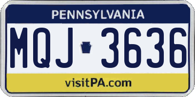 PA license plate MQJ3636
