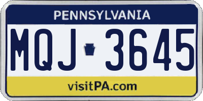 PA license plate MQJ3645