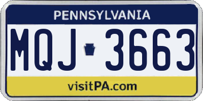 PA license plate MQJ3663