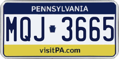 PA license plate MQJ3665