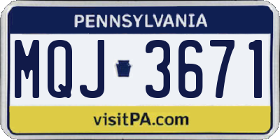 PA license plate MQJ3671