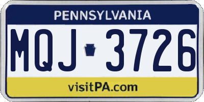 PA license plate MQJ3726