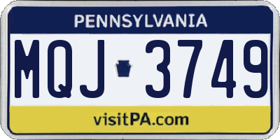 PA license plate MQJ3749