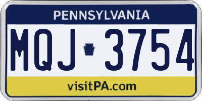 PA license plate MQJ3754