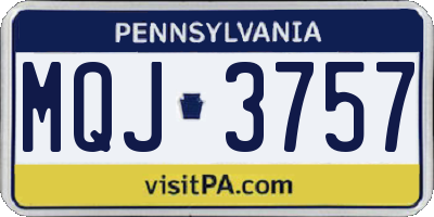 PA license plate MQJ3757