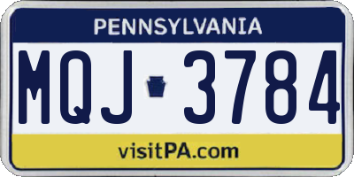 PA license plate MQJ3784