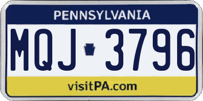 PA license plate MQJ3796