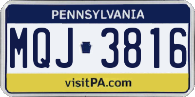 PA license plate MQJ3816