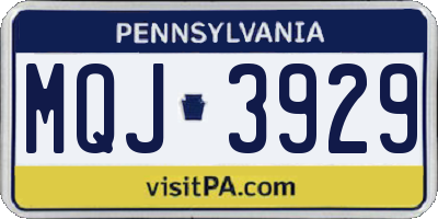 PA license plate MQJ3929