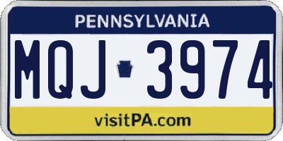 PA license plate MQJ3974