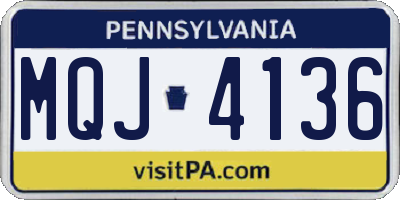 PA license plate MQJ4136