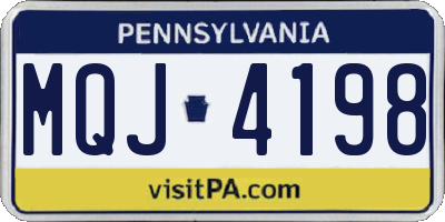 PA license plate MQJ4198