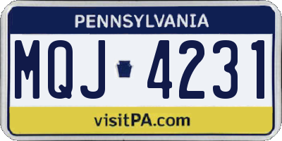 PA license plate MQJ4231