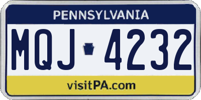 PA license plate MQJ4232