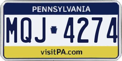 PA license plate MQJ4274