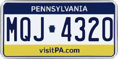 PA license plate MQJ4320