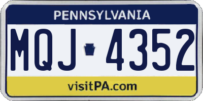 PA license plate MQJ4352