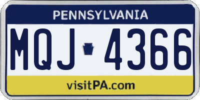 PA license plate MQJ4366