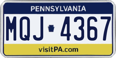 PA license plate MQJ4367