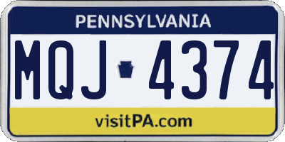 PA license plate MQJ4374