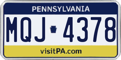 PA license plate MQJ4378
